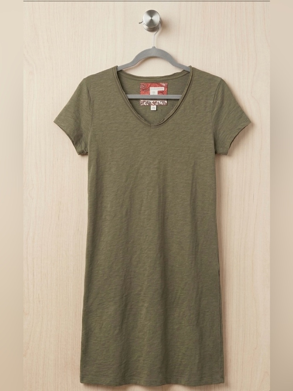 C&C California Olive Green V-Neck Tee Dress - 100% cotton - size large